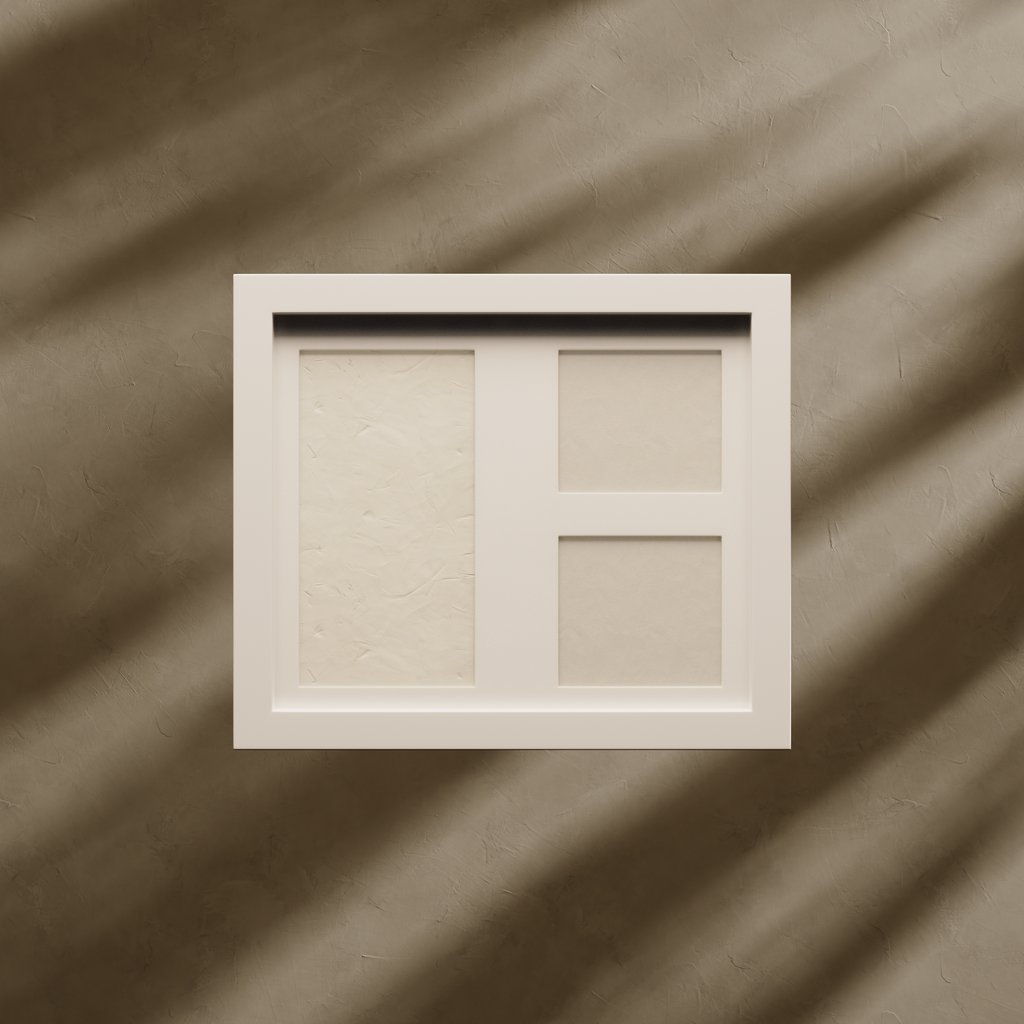 White window frame on a brown textured background
