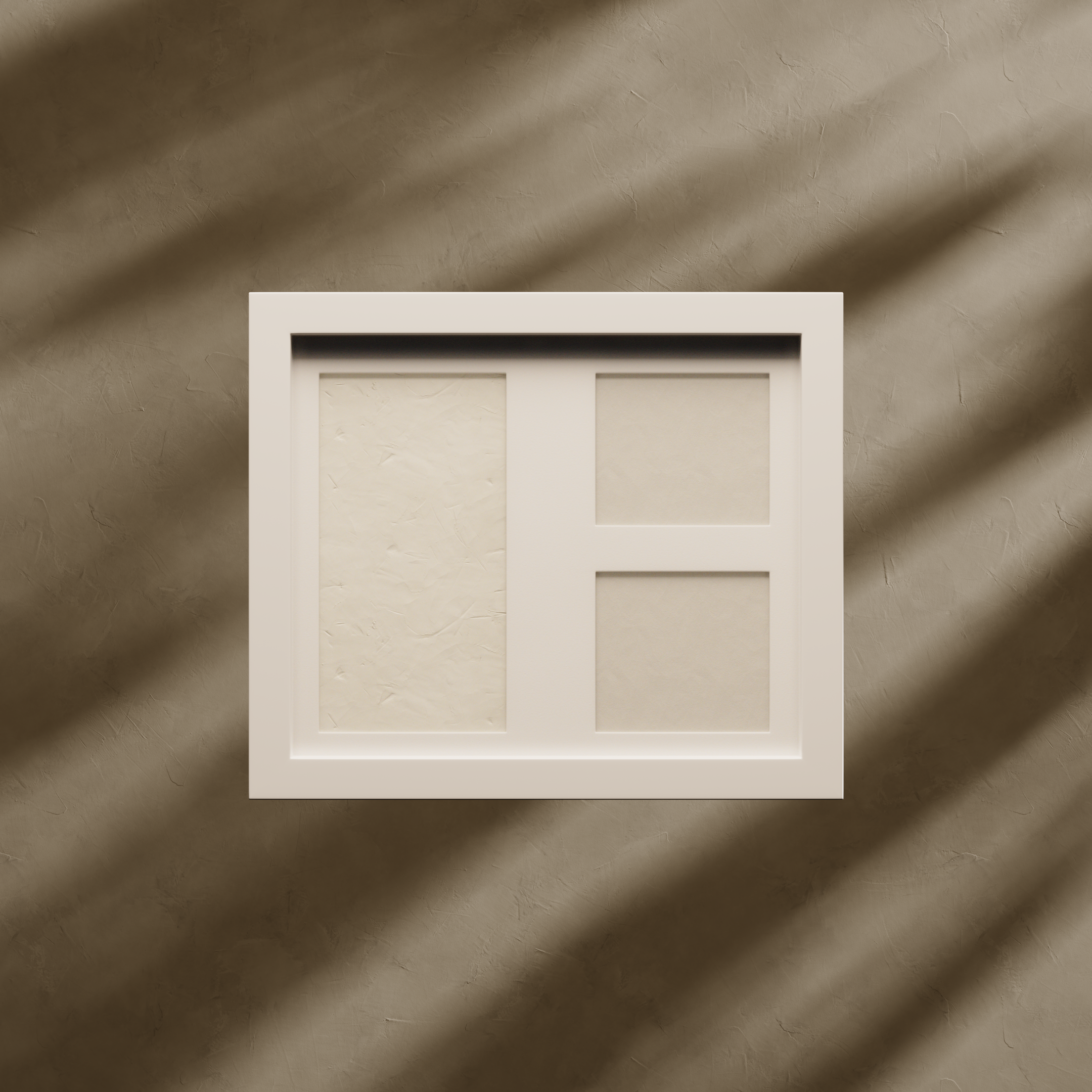 White window frame on a brown textured background